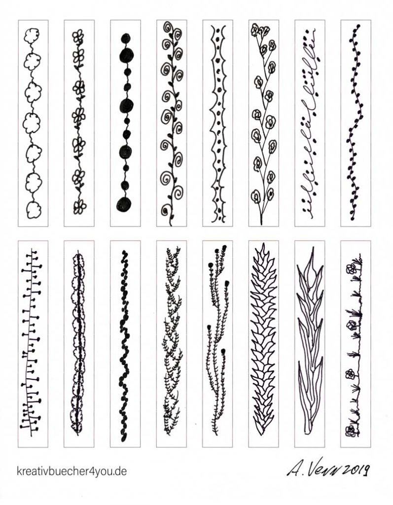 Pflanzen im Streifemuster gezeichnet