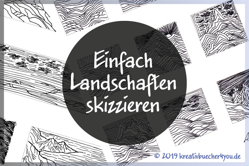 Landschaften Einfach Zeichnen Skizzieren Mit Linien In Schwarz Weiss