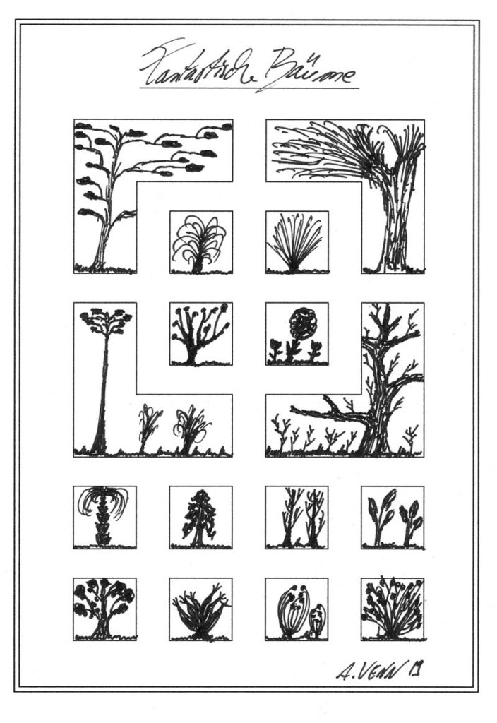 Bäume und Sträucher zeichnen.