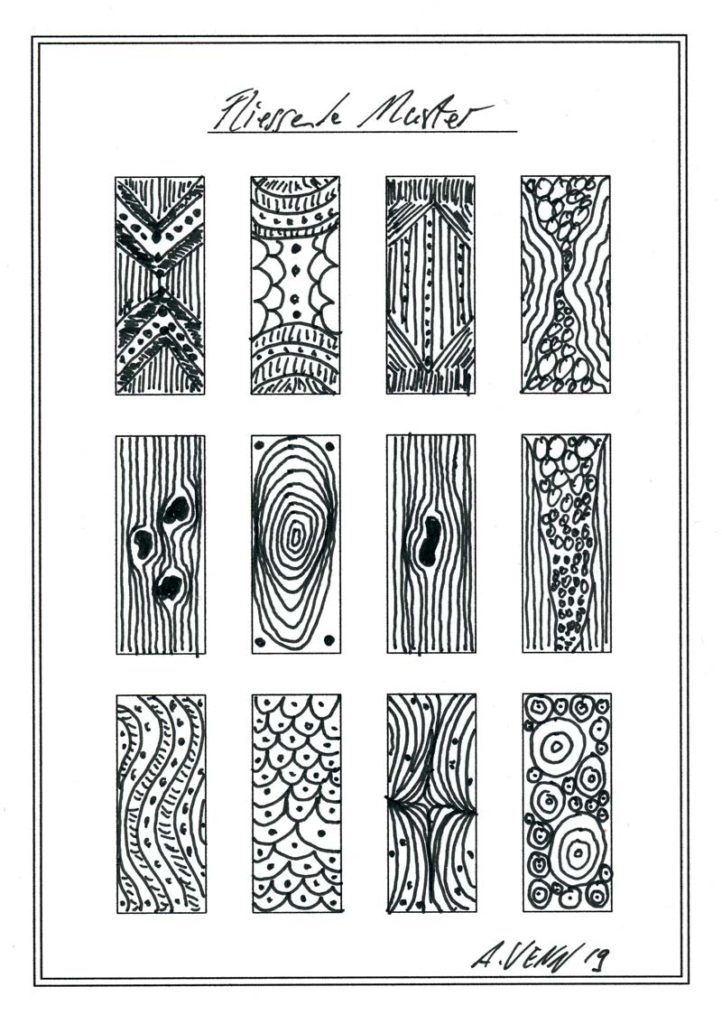 Fliessende Muster Zeichnung mit Stift: Linienmuster