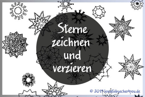 Sterne gezeichnet, bemustert und verziert (alles von Hand)