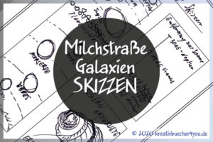 Milchstrasse-Galaxien-Sonnensystem Skizzen und Zeichnungen