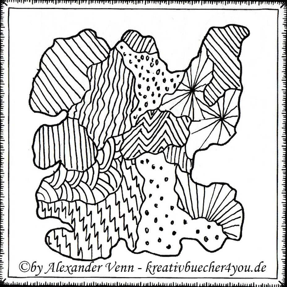 Landkarte vom Festland mit Zentangle Mustern