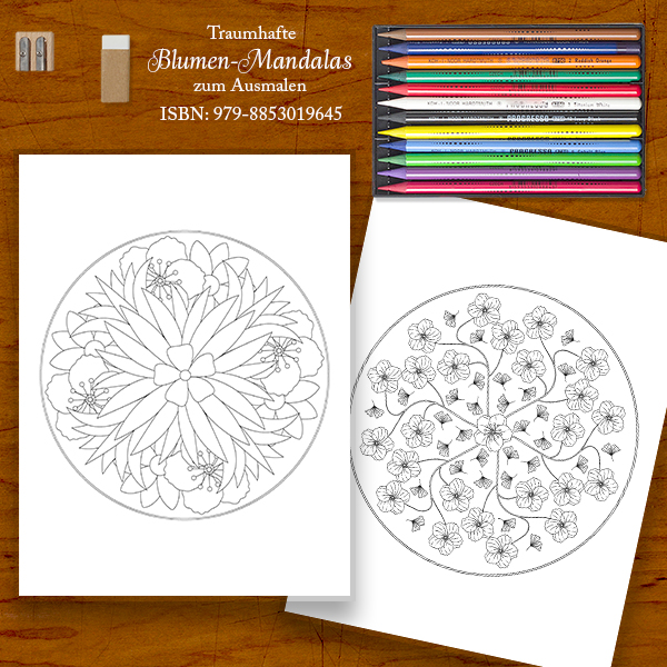 Blumen-Mandala-Malbuch mit 100 verschiedenen Motiven